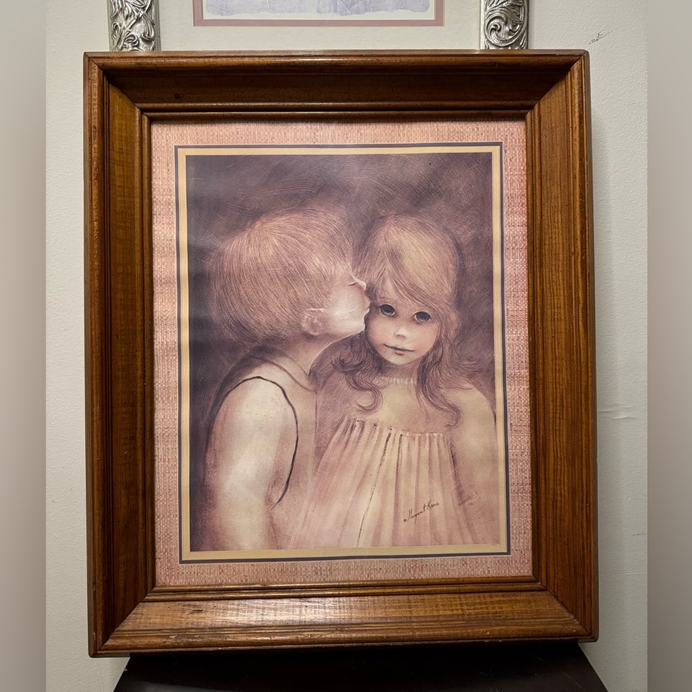 🤩VINTAGE MARGARET KANE "FIRST KISS" FRAMED PICTURE/PRINT/VINTAGE! 20" x 17" - Picture 4 of 13